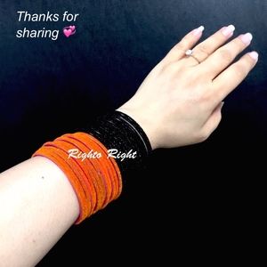 Velvet Glitter Glass Bangles Colorful Orange Black